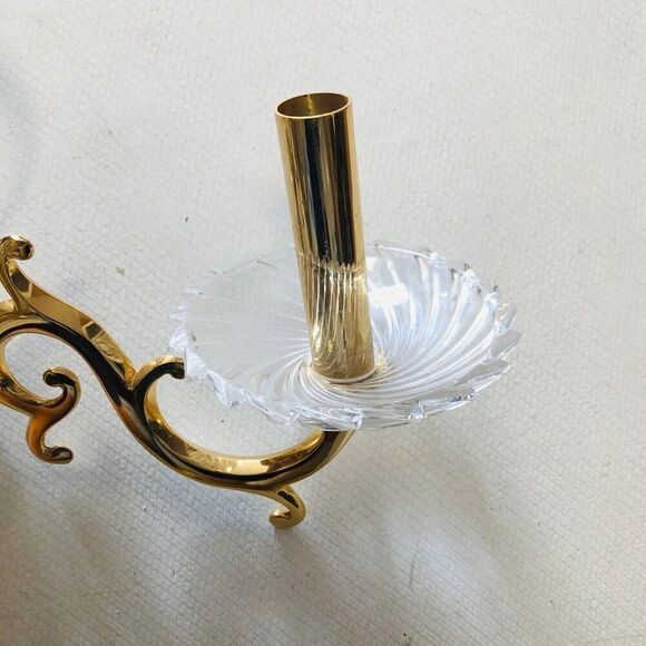 Vintage Elegant Solid Brass  Wall Sconce with Crystal Rosette - Picture 7 of 8